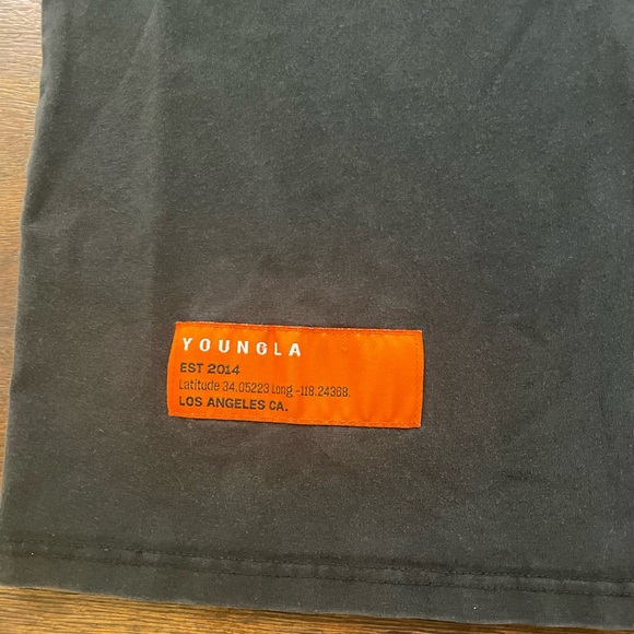 YoungLA Pantone Drip 449 Washed Drip Tee Black Double Sided Cotton Spandex L - Picture 3 of 10